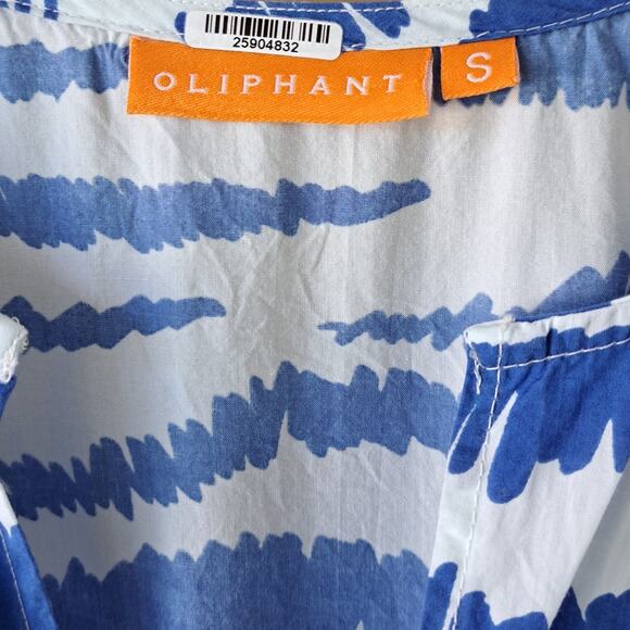 OLIPHANT Dipsy V-Neck Maxi Dress Small Singita Blue White Tiered Flutter Sleeve - Picture 8 of 12